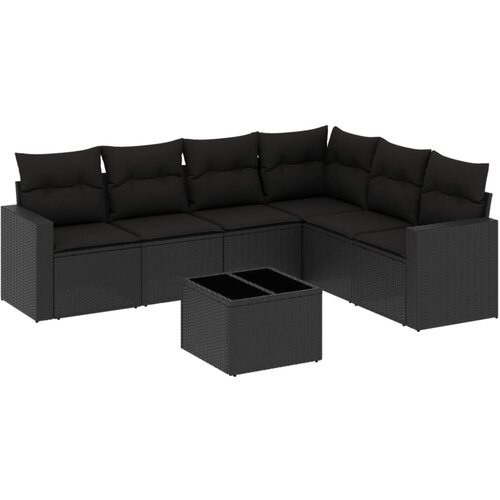 Maison Chic Seti vrtnega pohištva - Vrtna garnitura - Vrtni pohištvo set 7-delna z blazinami črn poli ratan, (21802701) Cene