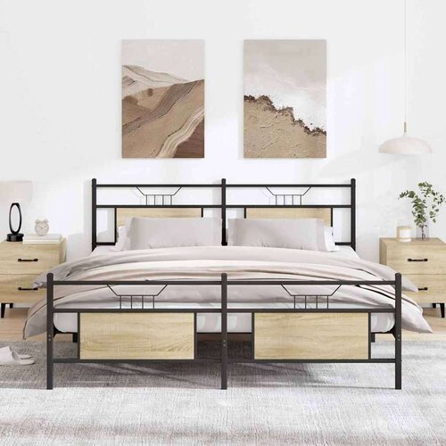 Metalni okvir kreveta bez madraca boja hrasta sonome 183x213 cm Cijene