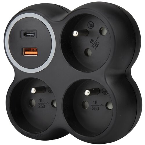 Solight P106CB-PD20 - razdelnik za utičnice 3x 15A sa USB A i C, crna Slike