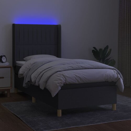 Krevet box spring s madracem LED tamnosivi 100x200 cm tkanina Slike