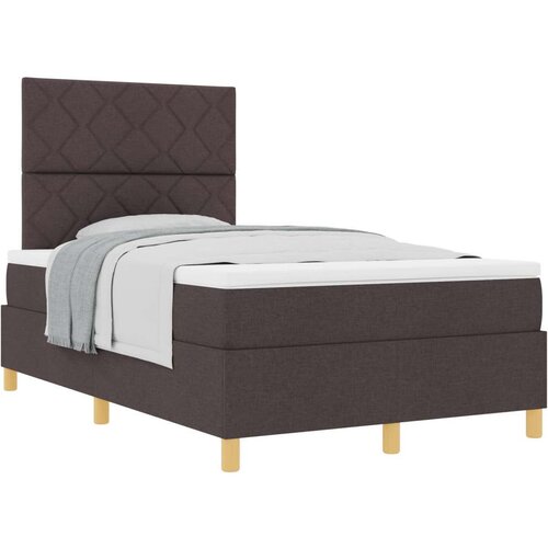 Box Spring Krevet s Madracem Tamno Smeđi Mali Dvosmjerni Tkanina Cijene