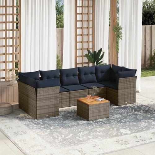 vidaXL 8-dijelni set vrtnih sofa od poliratana s jastucima sivi Cijene