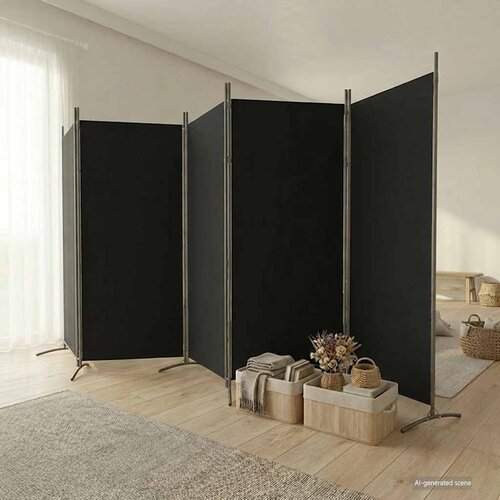 Sobna pregrada s 5 panela crna 433x180 cm od tkanine Cijene