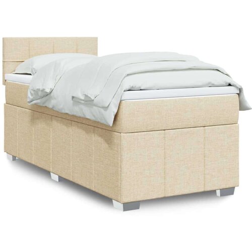 vidaXL Box spring postelja z vzmetnico krem 90x200 cm blago Cene