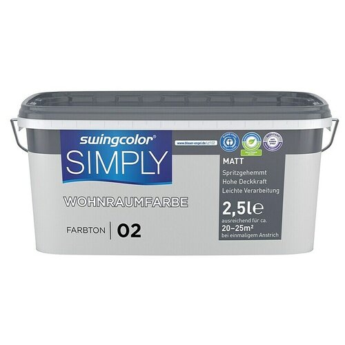 SWINGCOLOR Boja za zid Simply (Siva – br. 02, Mat, 2,5 l) Cijene