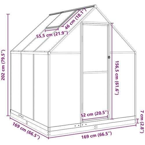  Staklenik s okvirom srebrni 169 x 169 x 202 cm aluminijski Slike