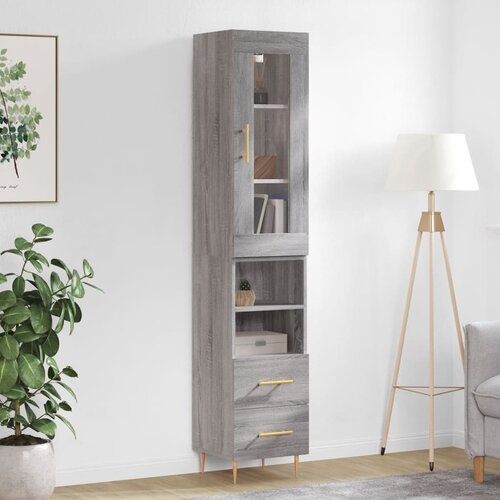 VidaXL Visoka omara siva sonoma 34,5x34x180 cm inženirski les Slike