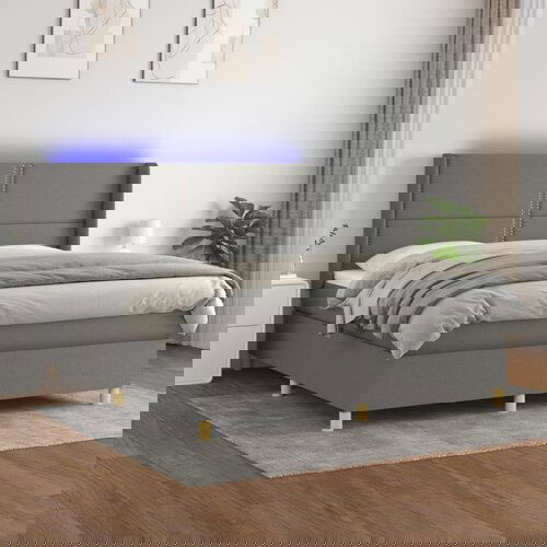 The Living Store Box spring postelja z vzmetnico LED temno siva 160x200 cm blago - Box Spring Postelja, (21521209) Slike