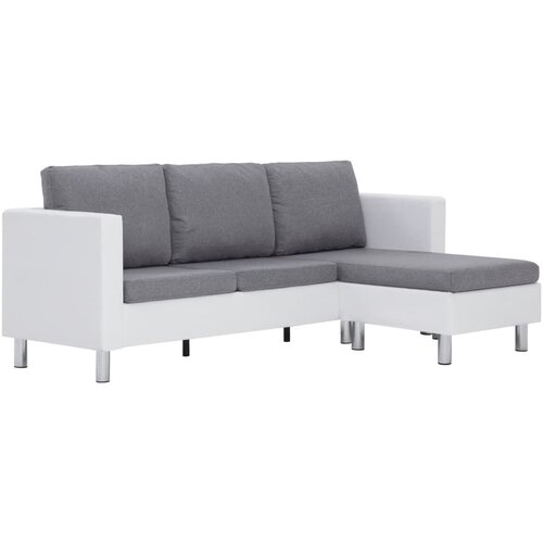 Maison Chic kavč - Sofa - Kanape trosed z blazinami belo umetno usnje, (21727198) Cene