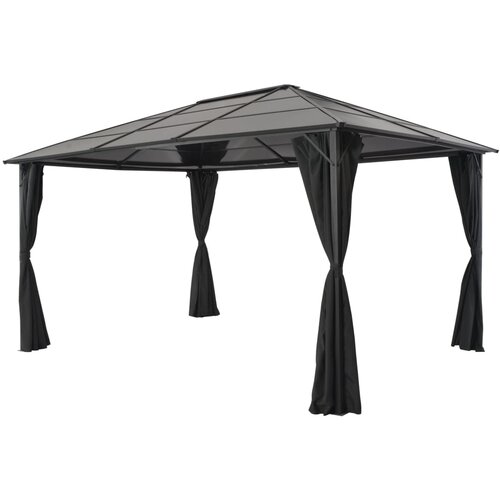 Paviljon Sjenica sa zastorom aluminijska 4 x 3 x 2,6 m crna Cijene
