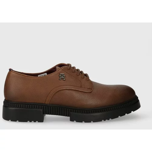 Tommy Hilfiger Kožne cipele COMFORT CLEATED THERMO LTH SHOE za muškarce, boja: smeđa, FM0FM04647