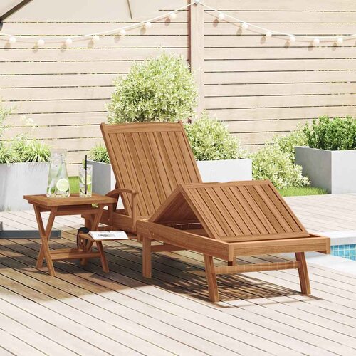  Ležaljka za sunčanje s jastukom 2 pcs Smeđa Čvrsto teak drvo Cijene