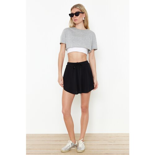 Trendyol short stretchy knitted shorts with black shorts & bermuda Cene