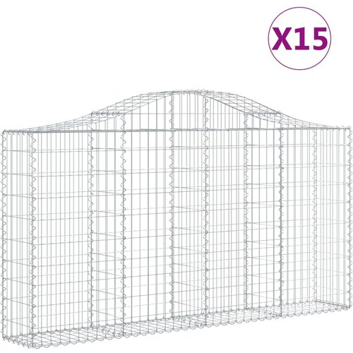  Lučne gabionske ko&amp;scaron;are 15kom 200x30x100/120cm pocinčano željezo Slike