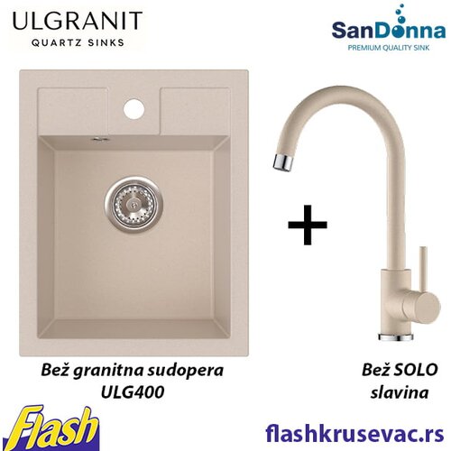 Sandonna granitna sudopera ulgranit ULG400 (bež) + slavina sandonna &ndash; set U-404-328 Cene
