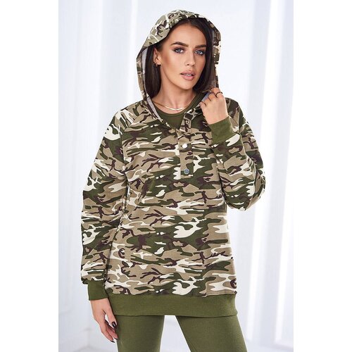 Kesi 3-piece MOOR set of sweatshirt, top and leggings khaki + ecru Slike