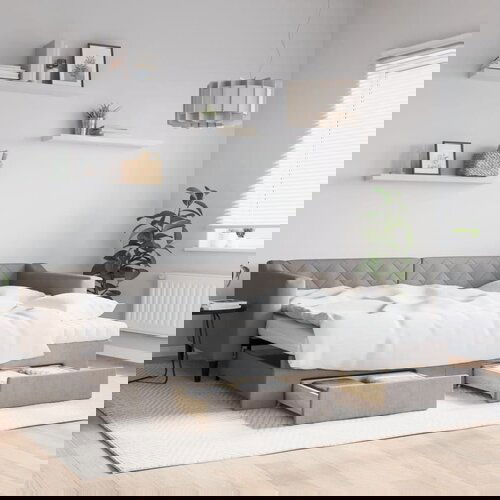 vidaXL Dnevni krevet na razvlačenje smeđesivi 90 x 200 cm od tkanine Cijene