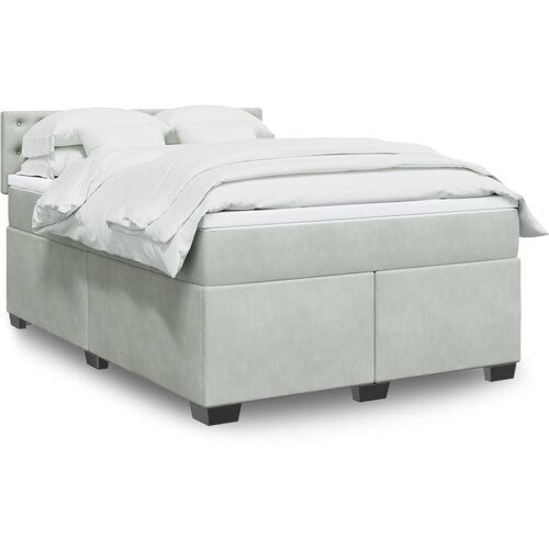 vidaXL Box spring postelja z vzmetnico svetlo siva 140x200 cm žamet Cene
