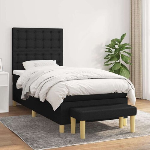 Box spring postelja z vzmetnico črna 100x200 cm blago, (20892693) Slike