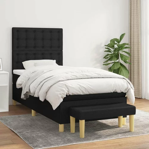  Box spring postelja z vzmetnico črna 100x200 cm blago, (20892693)