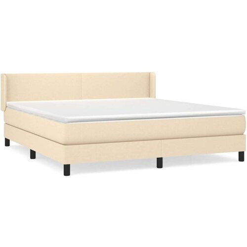  Krevet s oprugama i madracem krem 180x200 cm od tkanine Slike