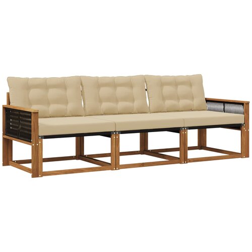 vidaXL Zunanja garnitura za sedenje z blazino 3 pcs Naravna in bež, (5000272996) Cene