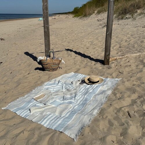 Linen Tales Lanena odeja za na plažo 140x170 cm Allure Stripe – Cene