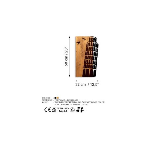 Wallity Zidna dekoracija Pisa toranj, 32cmx58cmx3cm, Hrast Slike