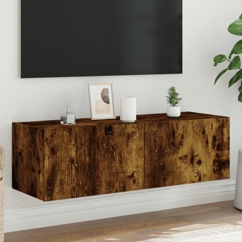 vidaXL Stenska TV omarica z LED lučkami dimljeni hrast 100x35x31 cm Cene