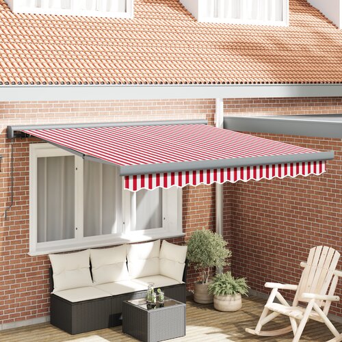 vidaXL Ručna uvlačiva tenda Crveno-bijela pruga 350x250 cm Cijene