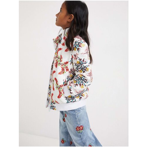 Desigual White Girls' Flowered Jacket Cala - Girls Slike