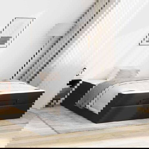  Posteljni okvir z vzmetnico Črna 120 x 190 cm Umetna koža Cene