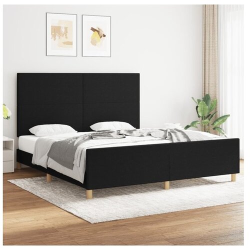  Posteljni okvir z vzglavjem črn 180x200 cm blago Cene