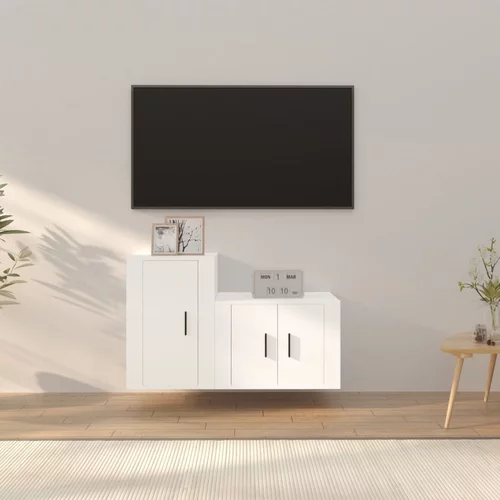  2-dijelni set TV ormarića bijeli od konstruiranog drva