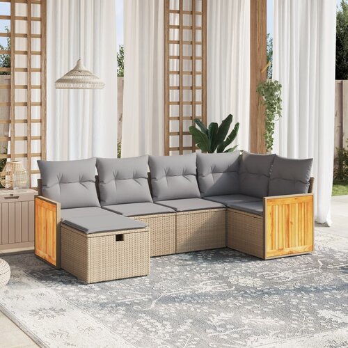 vidaXL 6-dijelni set vrtnih sofa s jastucima bež od poliratana Cijene