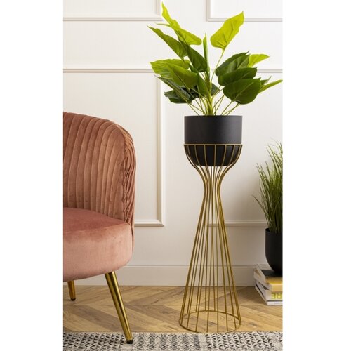  saksija LOFT 68x20 cm zlatna/crna Slike