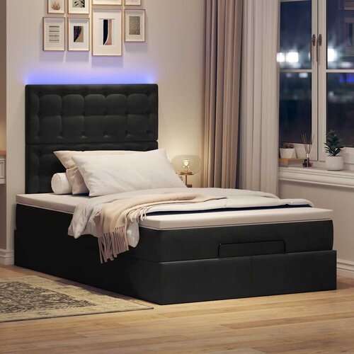 VidaXL Otomanski krevet s madracima&amp;amp;LED crni 120x200cm bar&amp;scaron;unasti Slike