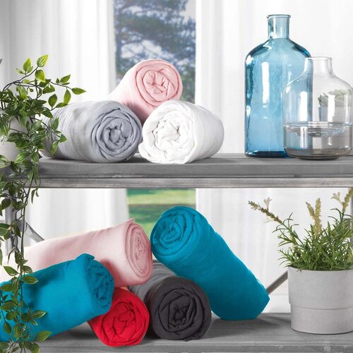 Douceur d int&amp;eacute;rieur Bijela plahta s gumom od jeseya 90x190 cm Jersy &amp;ndash; Slike