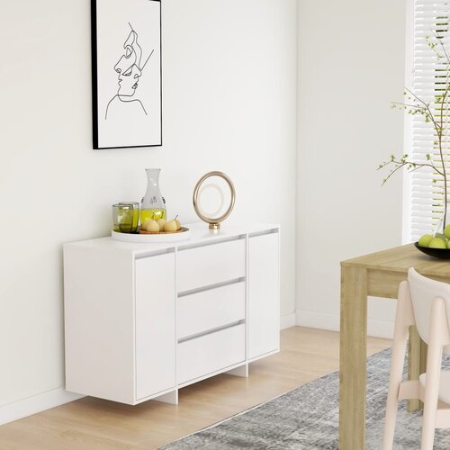 VidaXL Komoda s 3 ladice bijela 120 x 41 x 75 cm od iverice Slike