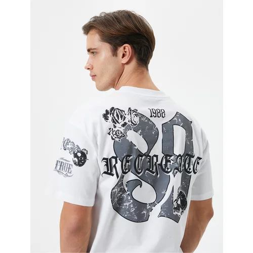 Koton Oversize T-Shirt Back Printed Skull Theme Crew Neck