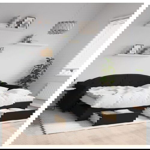 VidaXL Izvlečna dnevna postelja s predali črna 100x200 cm bl Slike