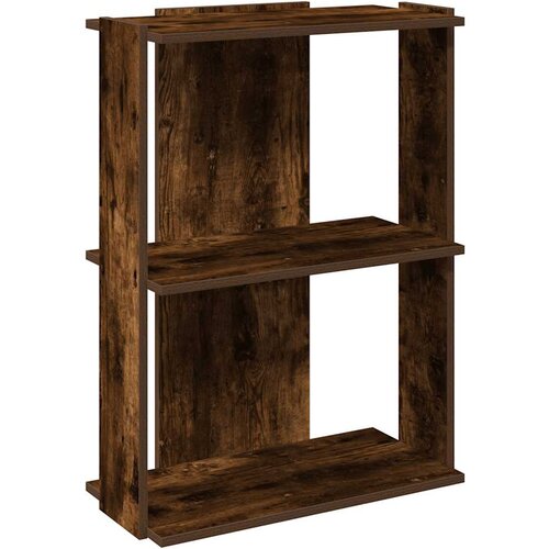Maison Chic Knjižna omara - Knjižni regal 3-nadstropna dimljen hrast 60x30x80 cm inž. les, (21725376) Slike