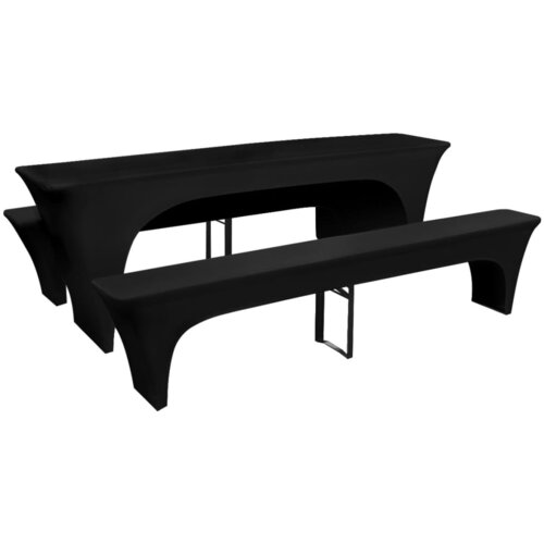 vidaXL 3 Rastezljive Navlake za Pivski Stol i Klupe Crne 220 x 50 x 80 cm Cene