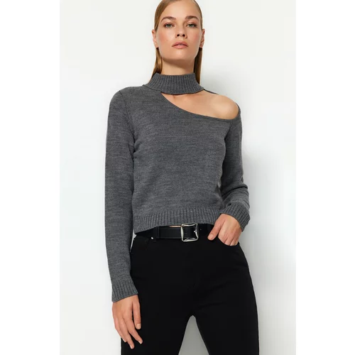 Trendyol Anthracite Stand Up Collar Knitwear Sweater
