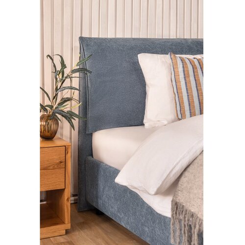 Bonami Selection Modra oblazinjena zakonska postelja s prostorom za shranjevanje z letvenim dnom 160x200 cm Myra Pillow &amp;ndash; Slike