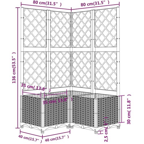  Vrtna sadilica s re&amp;scaron;etkom smeđa 80 x 80 x 136 cm PP Slike
