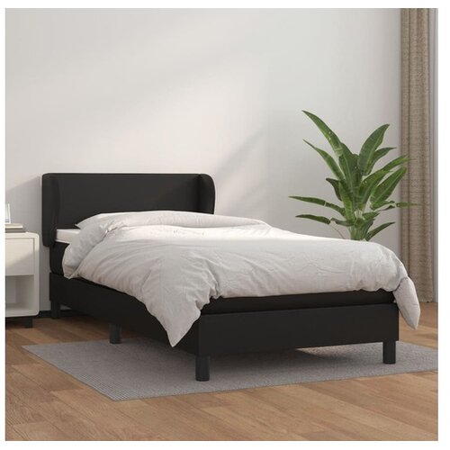  Box spring postelja z vzmetnico črn 100x200 cm umetno usnje Cene