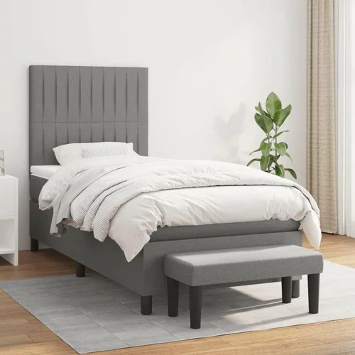  Box spring postelja z vzmetnico temno siva 90x200 cm blago, (20846719)