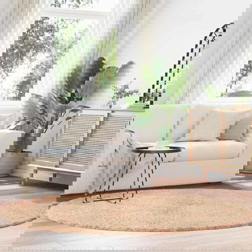 vidaXL Košata preproga bež 200x200 cm poliester Cene