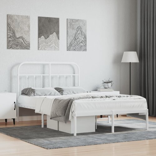 The Living Store Kovinski posteljni okvir z vzglavjem bel 120x190 cm - Posteljni Okvir, (21503744) Slike
